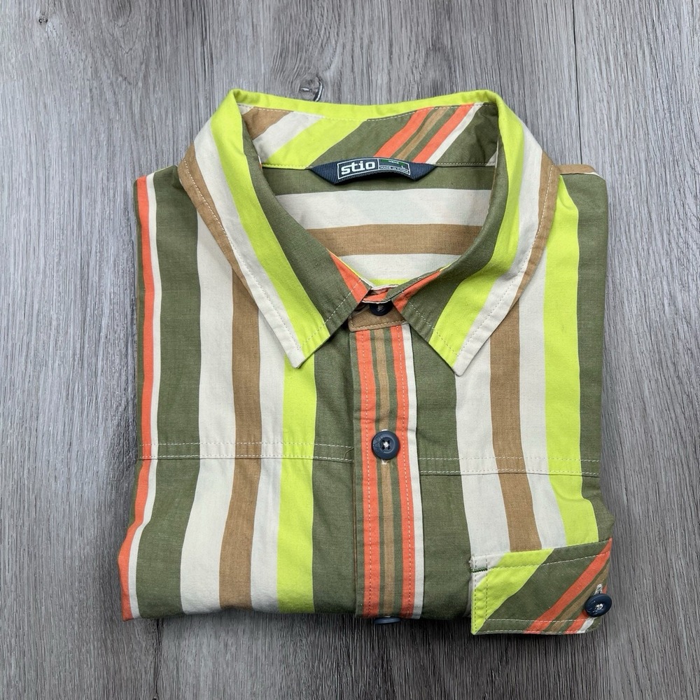 Stio Curtis Camp Button Up Shirt Men's Size L Large Striped